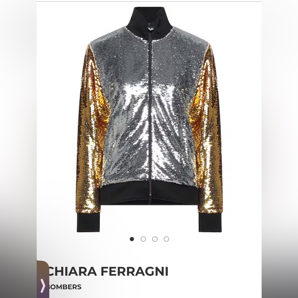 NWT Chiara Ferragni Metallic Sequin Bomber Jacket